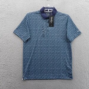 Walter Hagen‎ Performance 11 Golf Polo Small Blue Floral Men Stretch UPF 50 NWT